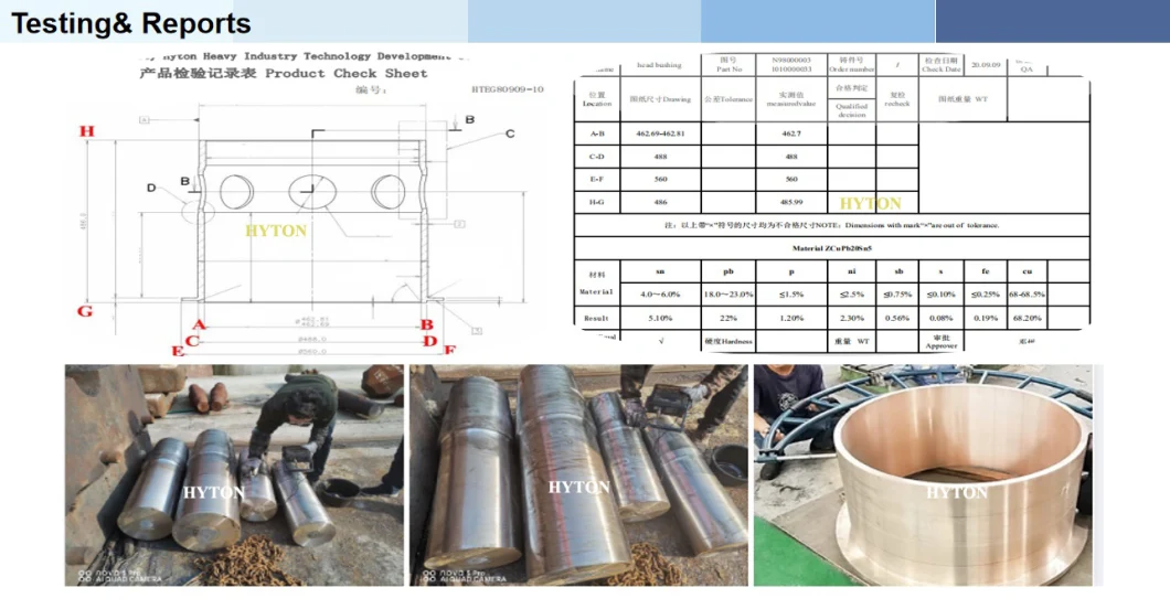 Crushing Machine Copper Bronze Parts Suit for Symons Cone Crusher Wearing Plate Socket Liner